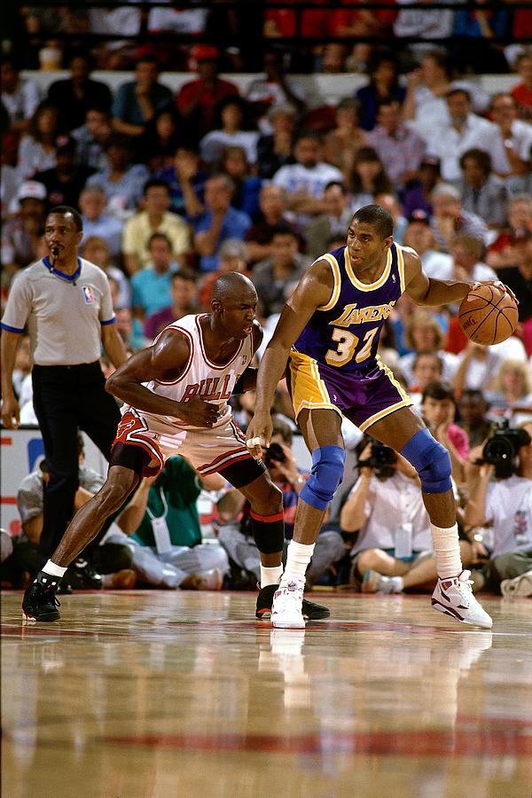 Magic Johnson and Michael Jordan Photograph by Andrew D. Bernstein Magic Johnson and Michael Jordan Photograph by Andrew D. Bernstein