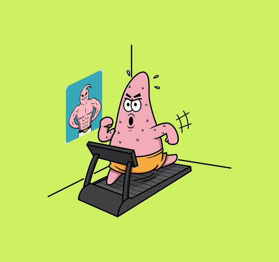 Majin Buu vs Patrick Cardio - Funny Anime Workout Digital Art by ...