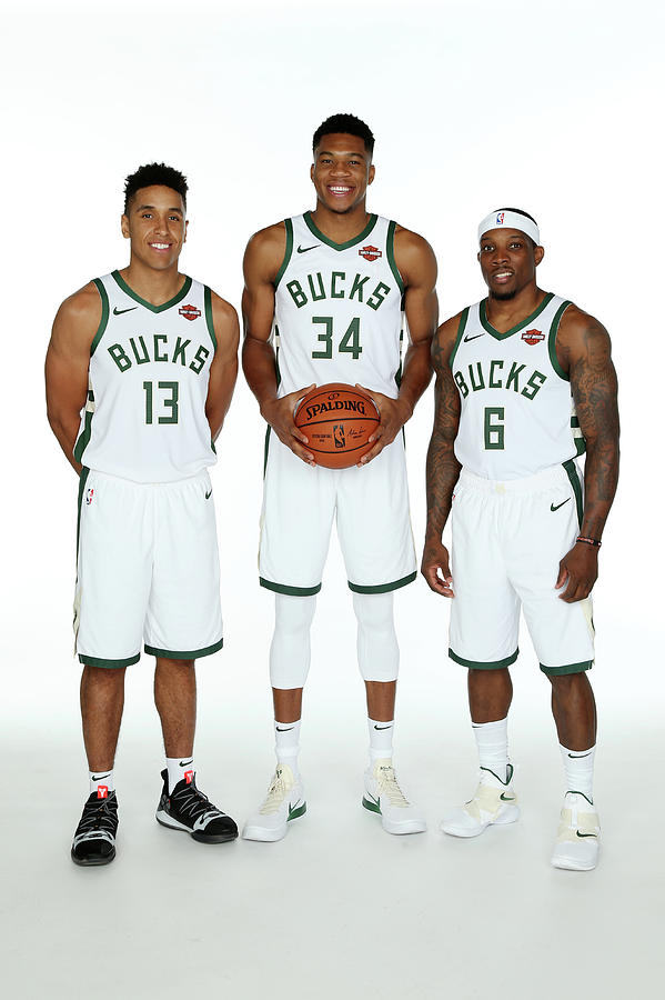 Malcolm Brogdon, Giannis Antetokounmpo, and Eric Bledsoe Photograph by Gary Dineen