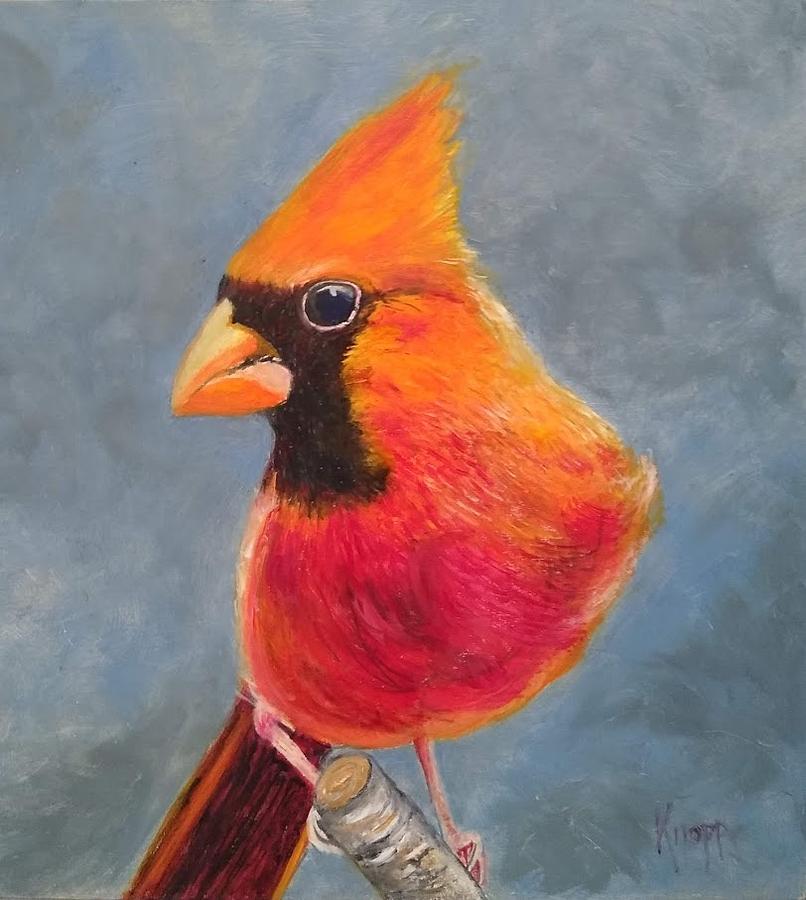 Male Cardinal #1 Painting by Kathy Knopp