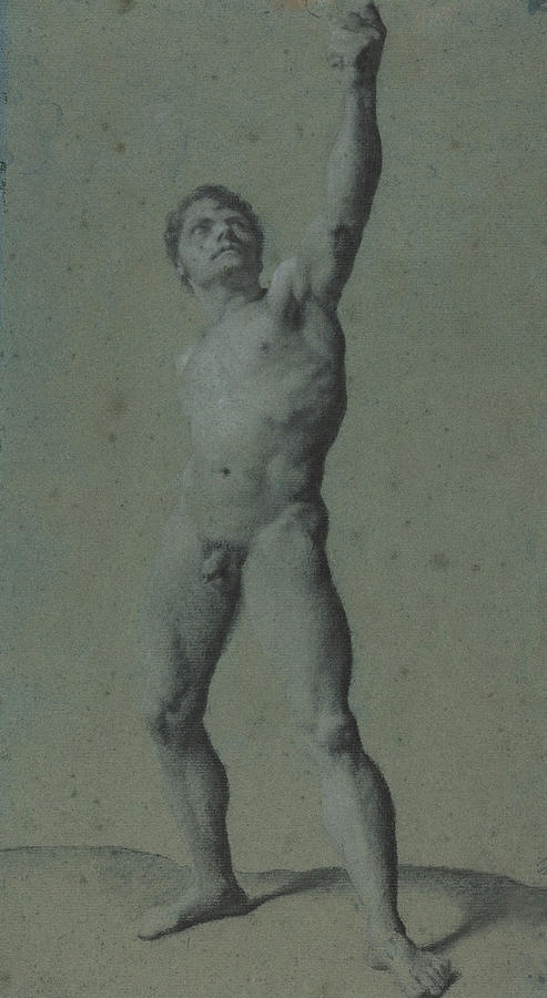 Male Nude Study #2 Drawing by Pierre Paul Prudhon