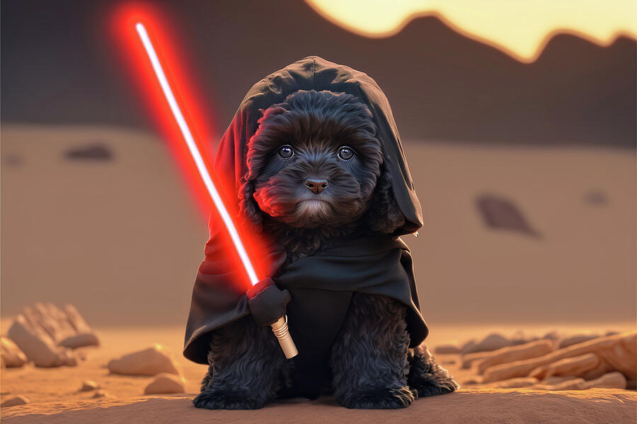 Maltipoo Puppy Jedi #1 Digital Art by Jim Vallee