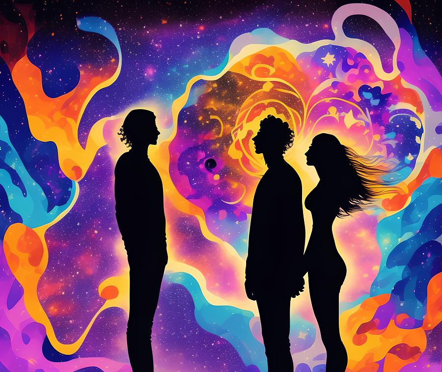 Man and Woman Silhouettes, Generative AI Illustration Digital Art by ...