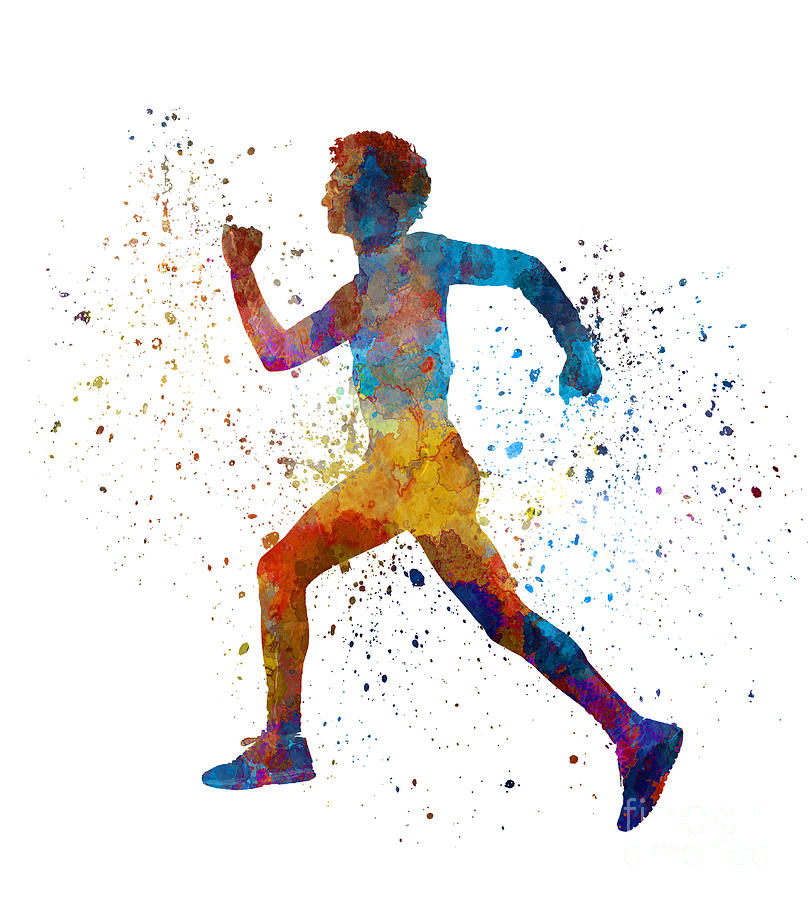 Man running sprinting jogging #1 Painting by Pablo Romero