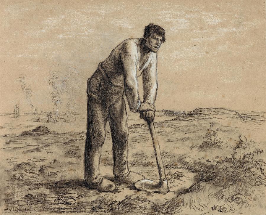 Man with a Hoe Painting by JeanFrancois Millet French | Fine Art America