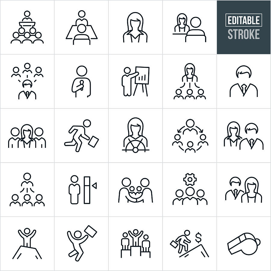 Management Thin Line Icons - Editable Stroke #1 Drawing by Appleuzr