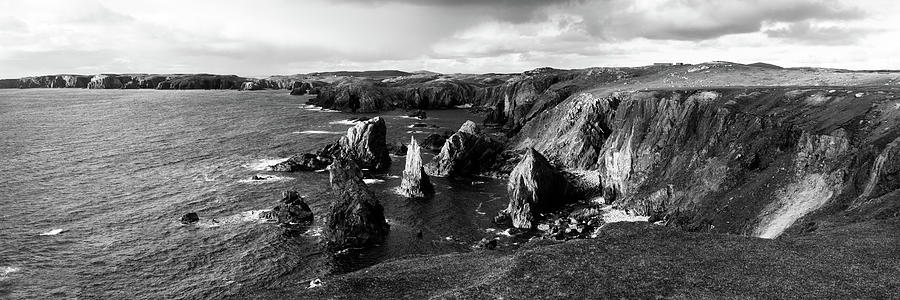 Mangersta Sea Stacks Isle of Lewis Outer Hebrides Black and white #1 Photograph by Sonny Ryse
