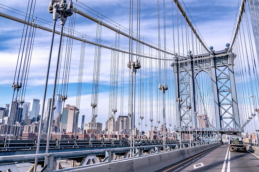 Manhattan Bridge And New York City Skyline #1 Photograph by Alex Grichenko