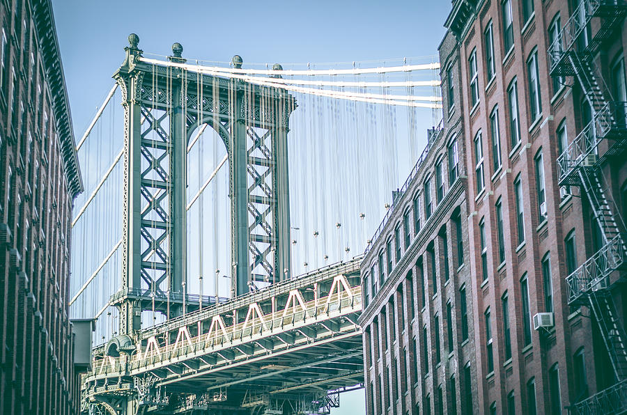 Manhattan Bridge as seen from Washington Street DUMBO Brooklyn New York City #1 Photograph by MundusImages