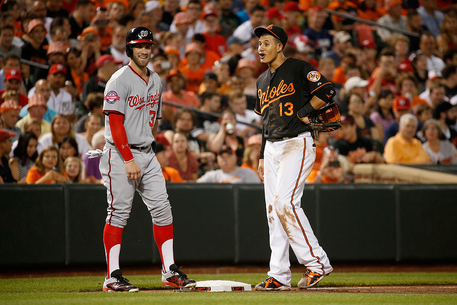 Manny Machado and Bryce Harper #1 Photograph by Rob Carr