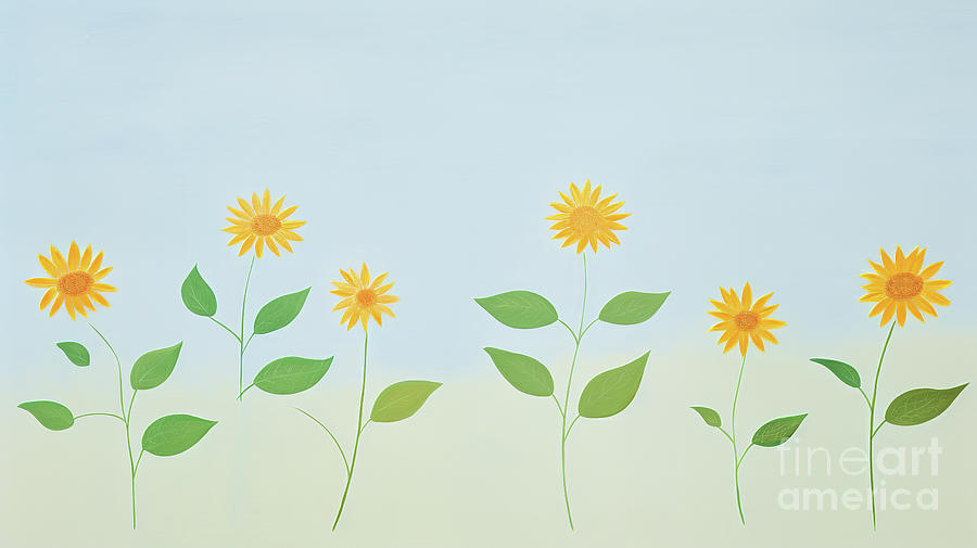 Many yellow sunflower flowers on isolated background.  #1 Digital Art by Odon Czintos