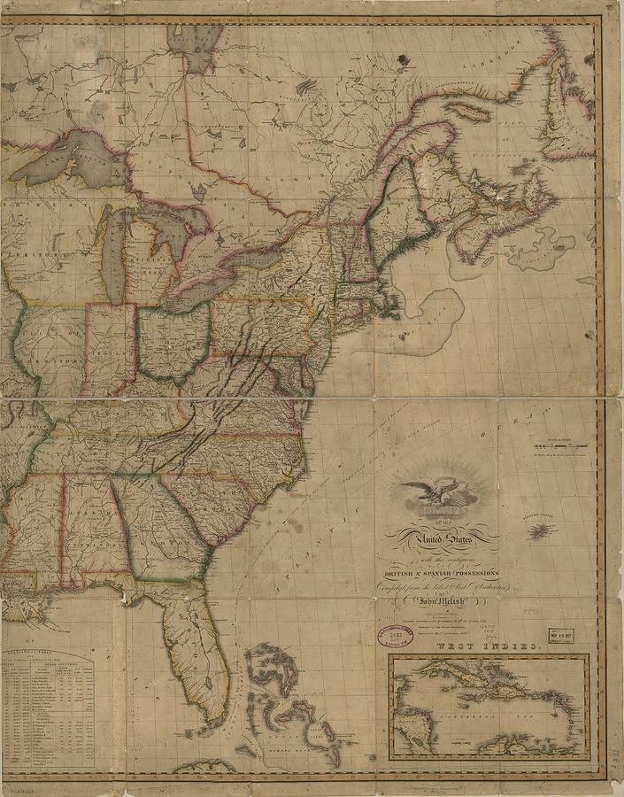 Map of the United States of America - with the contiguous British and ...