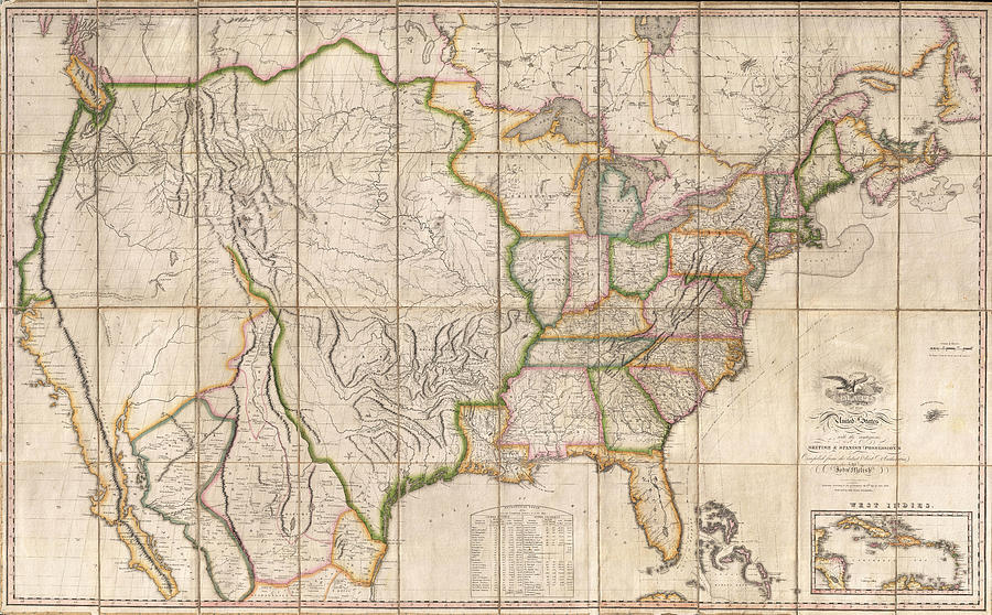 Map of the United States with the Contiguous British Spanish ...