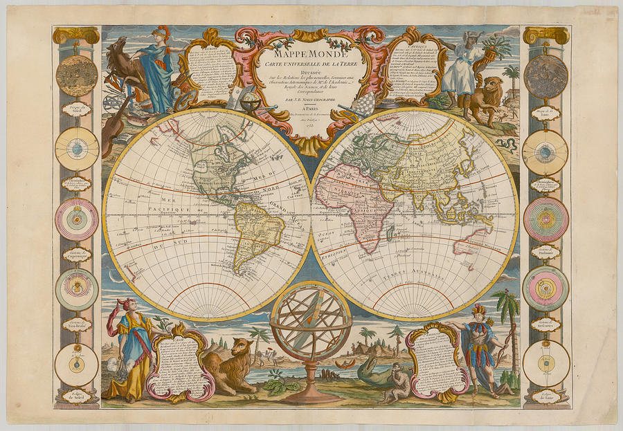 Mappe Monde Carte Universelle de la Terre Dressee Sur les Relations les ...