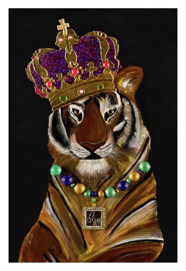 Tiger Mixed Media - Mardi Grrrra #1 by Rhonda Rogers
