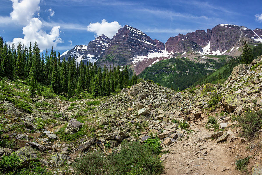 Maroon Bells from Crater Lake Trail #1 Photograph by Andy Konieczny