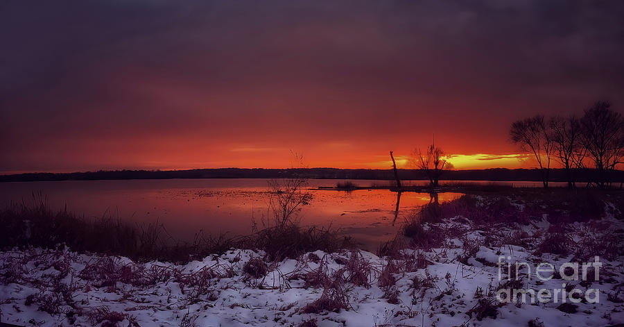 Maroon Winter Sunset Photograph