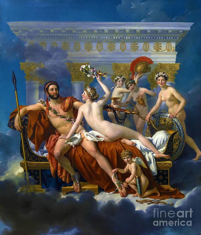 Mars Disarmed by Venus and the Three Graces #1 Painting by Jacques-Louis David