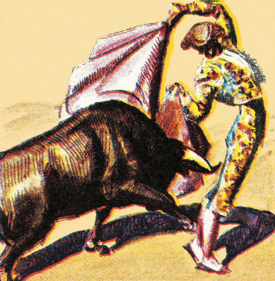 Matador and bull #1 Drawing by CSA-Printstock