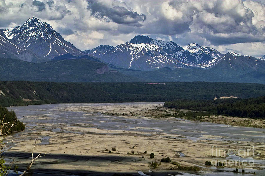 Matanuska River and Mountains #1 Photograph by Kimberly Blom-Roemer