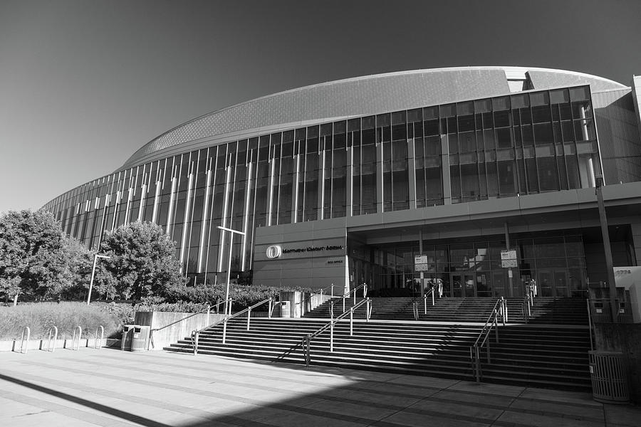 Matthew Knight Arena at the University of Oregon in black and white #1 Photograph by Eldon McGraw