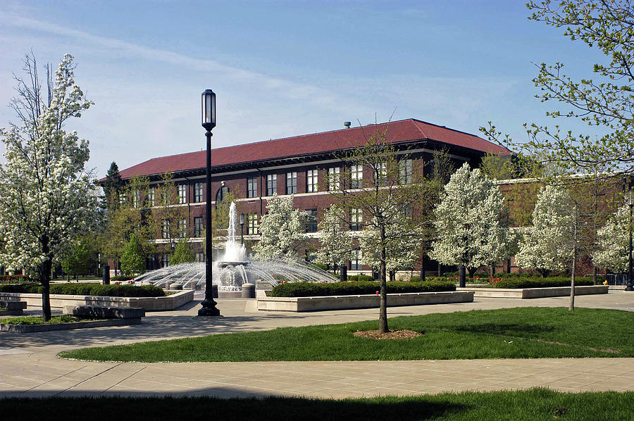 Matthews Hall and Loeb Fountain, Purdue University, Indiana #2 Photograph by Marsha Williamson Mohr