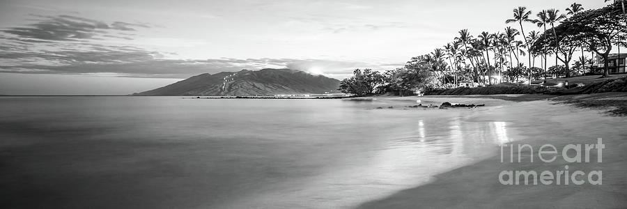Maui Hawaii Ulua Beach Black and White Panorama Photo #1 Photograph by Paul Velgos