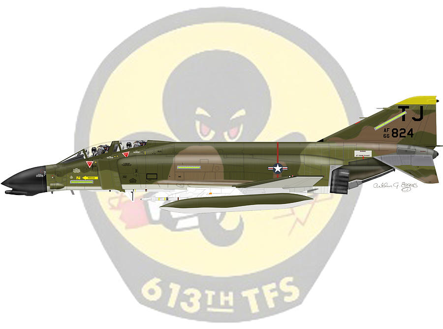 McDonnell Douglas F-4D Phantom 613TFS #2 Digital Art by Arthur Eggers