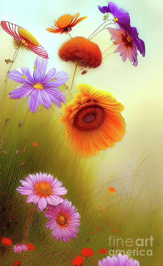  Meadow Wildflowers  #1 Digital Art by Elaine Manley