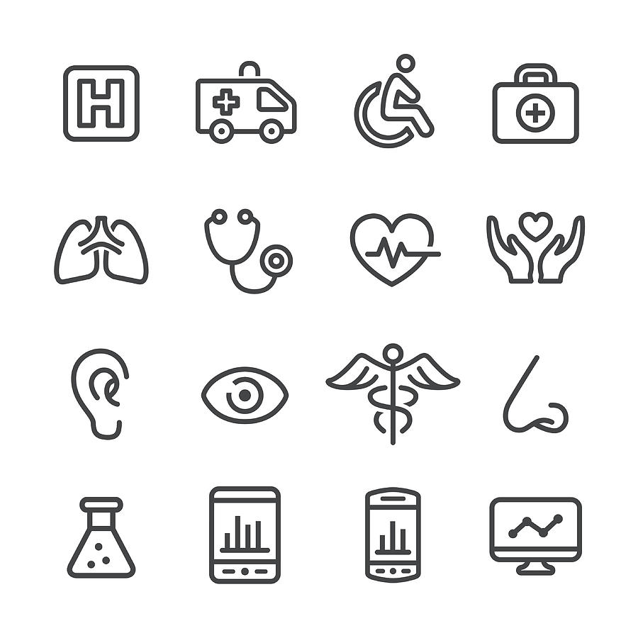 Medical and Healthcare Icons - Line Series #1 Drawing by -victor-