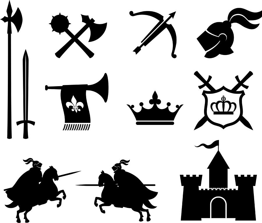 Medieval Knight royalty free vector icon set #1 Drawing by Bubaone