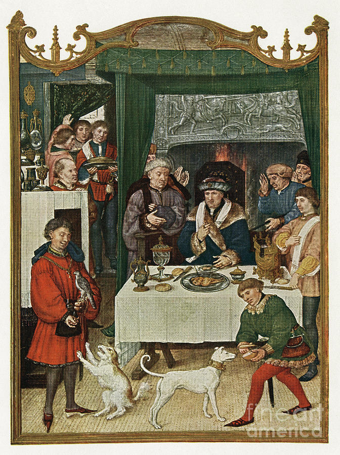 Medieval Meal #1 Drawing by Granger