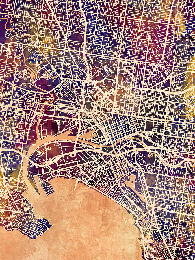Melbourne Australia City Street Map #1 Digital Art by Michael Tompsett