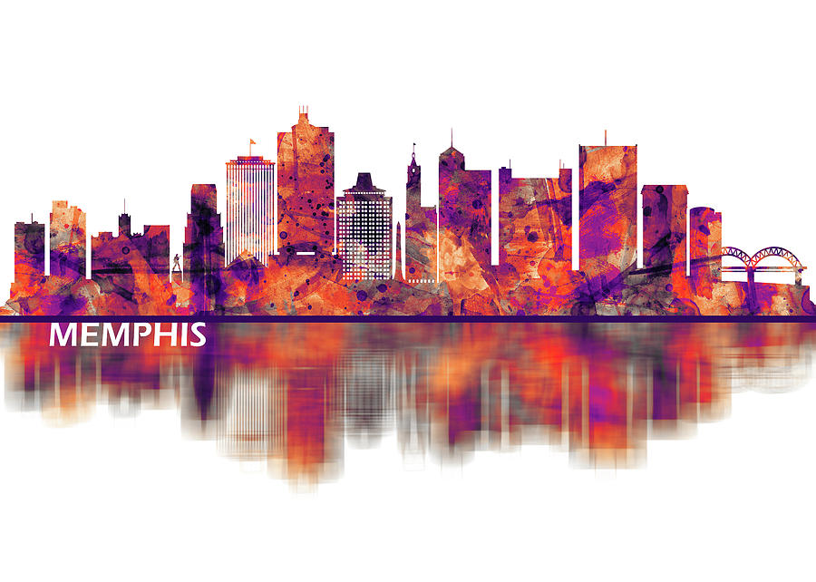 Memphis Tennessee Skyline 1 Mixed Media by NextWay Art Pixels