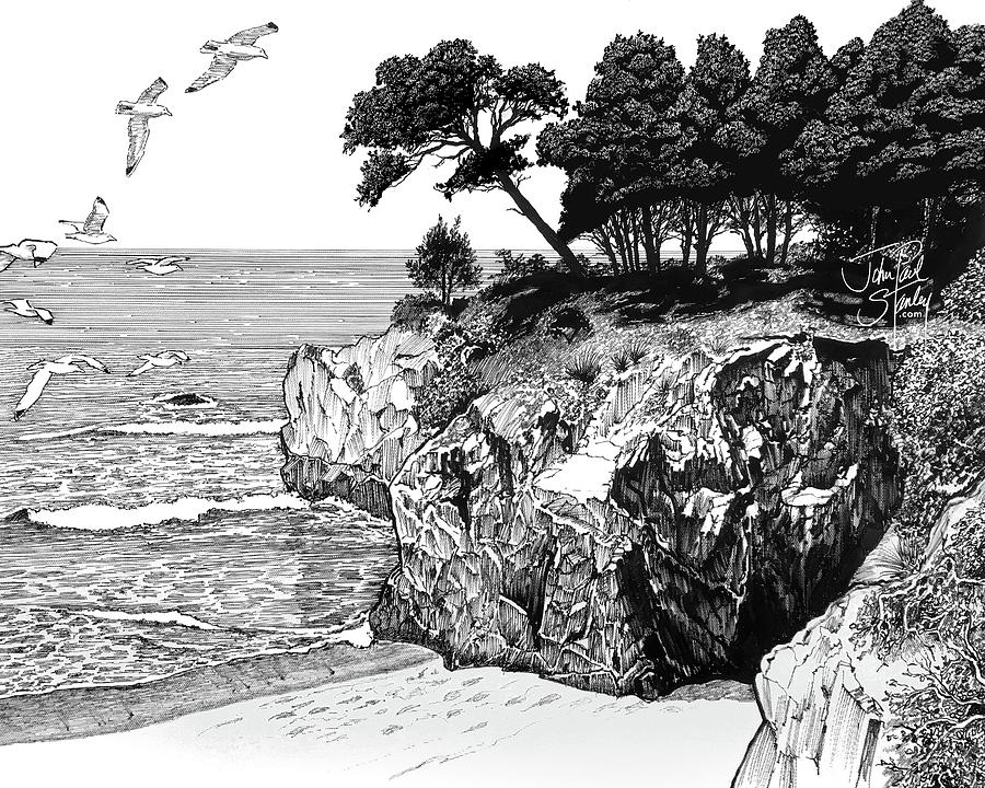 Mendocino Headlands #1 Drawing by John Paul Stanley