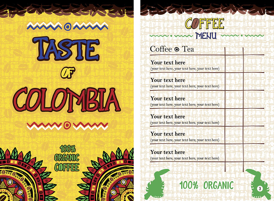 Menu for restaurant, cafe, bar, coffeehouse - Taste of Colombia #1 Drawing by Chuvipro