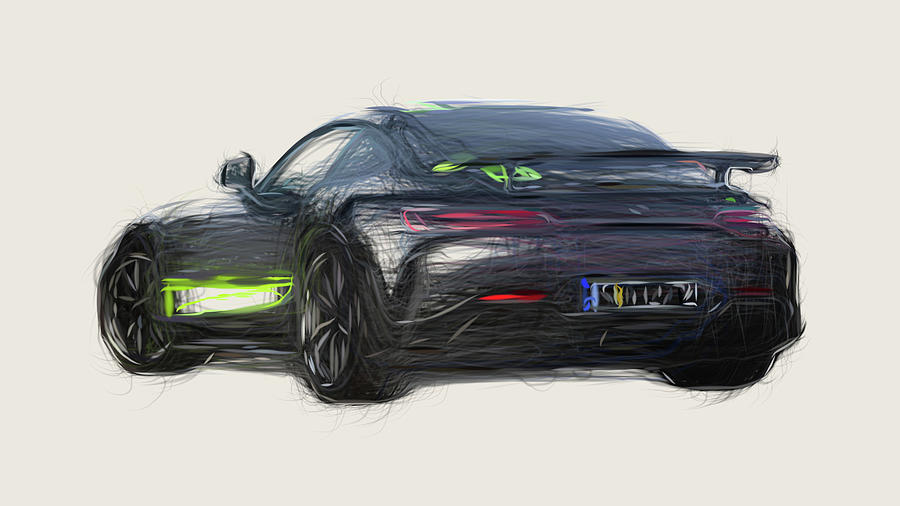 Mercedes AMG GT R PRO Car Drawing #1 Digital Art by CarsToon Concept