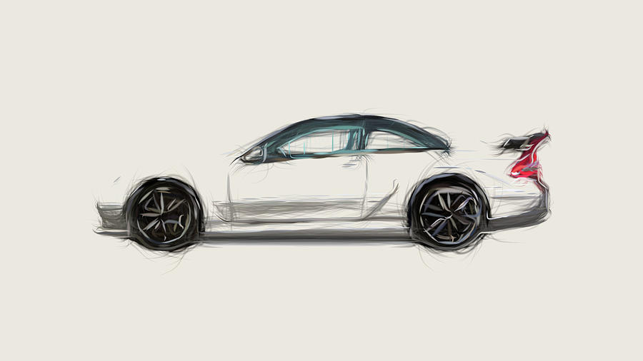 Mercedes Benz CLK DTM AMG Car Drawing #1 Digital Art by CarsToon Concept