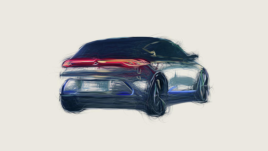 Mercedes Benz EQA Concept Car Drawing #1 Digital Art by CarsToon ...