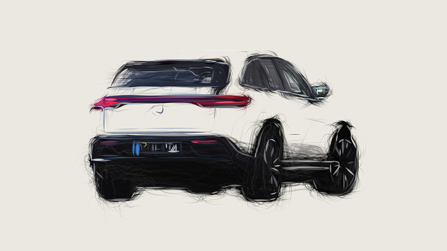Mercedes Benz EQC Car Drawing #1 Digital Art by CarsToon Concept