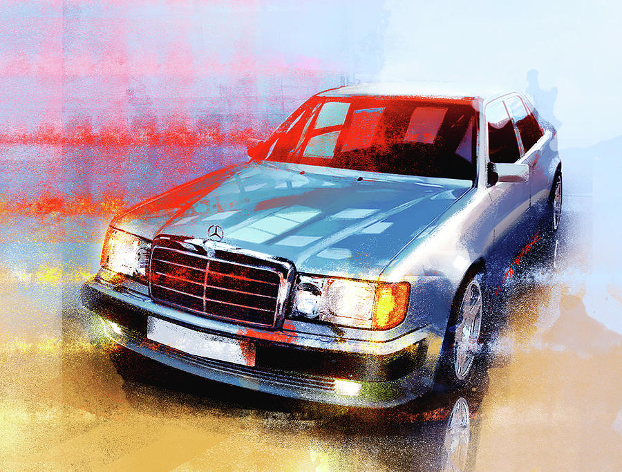 Mercedes W124 Digital Art by Michal Wojtaszek