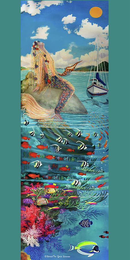 Mermaid in Paradise Towel Version B #1 Painting by Bonnie Siracusa