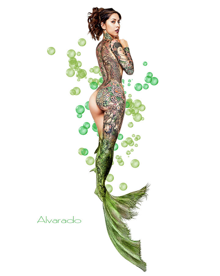 Mermaid Digital Art - Mermaid Tattoo #1 by Robert Alvarado