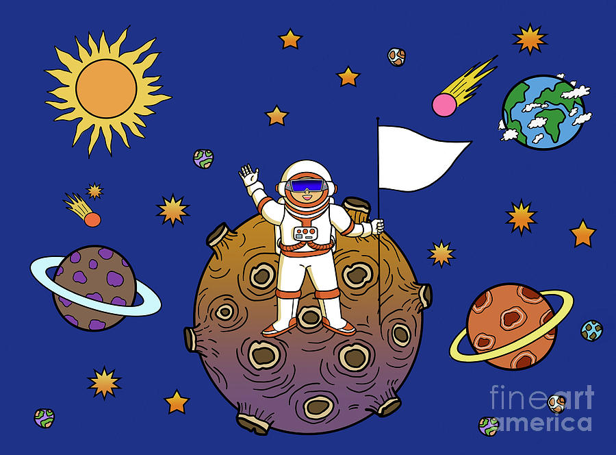 Metaverse Virtual Reality Astronaut Space Universe Drawing By Nalidsa