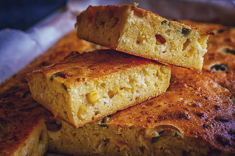 Mexican Corn Bread with Fresh Corn and Jalapenos #1 Photograph by GMVozd