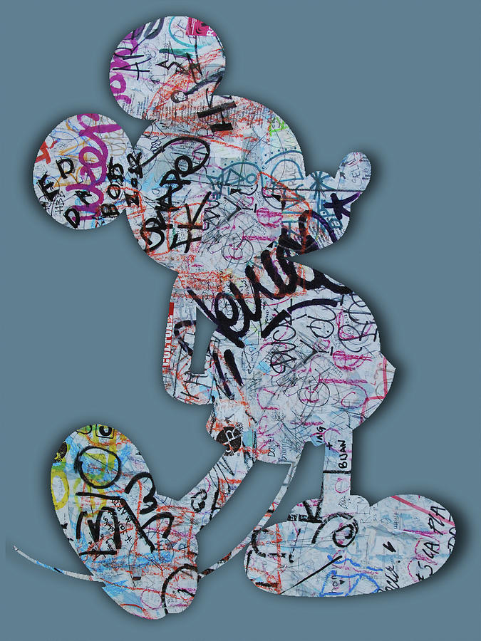 Mickey Mouse Pop Art Graffiti Silhouette Painting by Tony Rubino