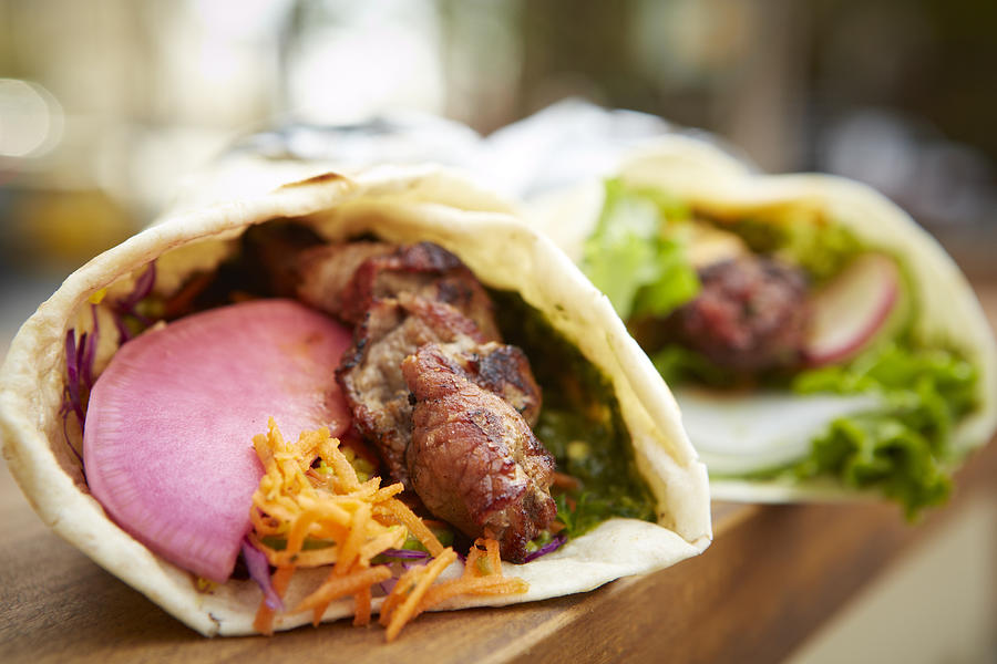 Middle eastern Lamb Kebab wrap on food truck #1 Photograph by Tracey Kusiewicz/Foodie Photography