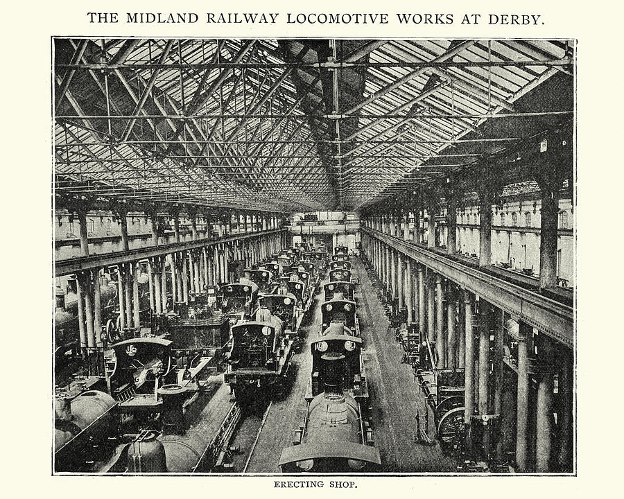 Midland railway locomotive works at Derby, 1892 #1 Drawing by Duncan1890