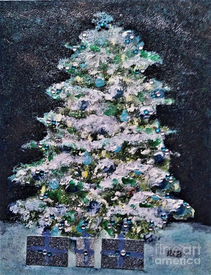 Midnight Christmas Tree #2 Painting by Rita Brown