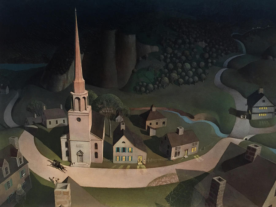 Americana Painting - Midnight Ride of Paul Revere #1 by Grant Wood